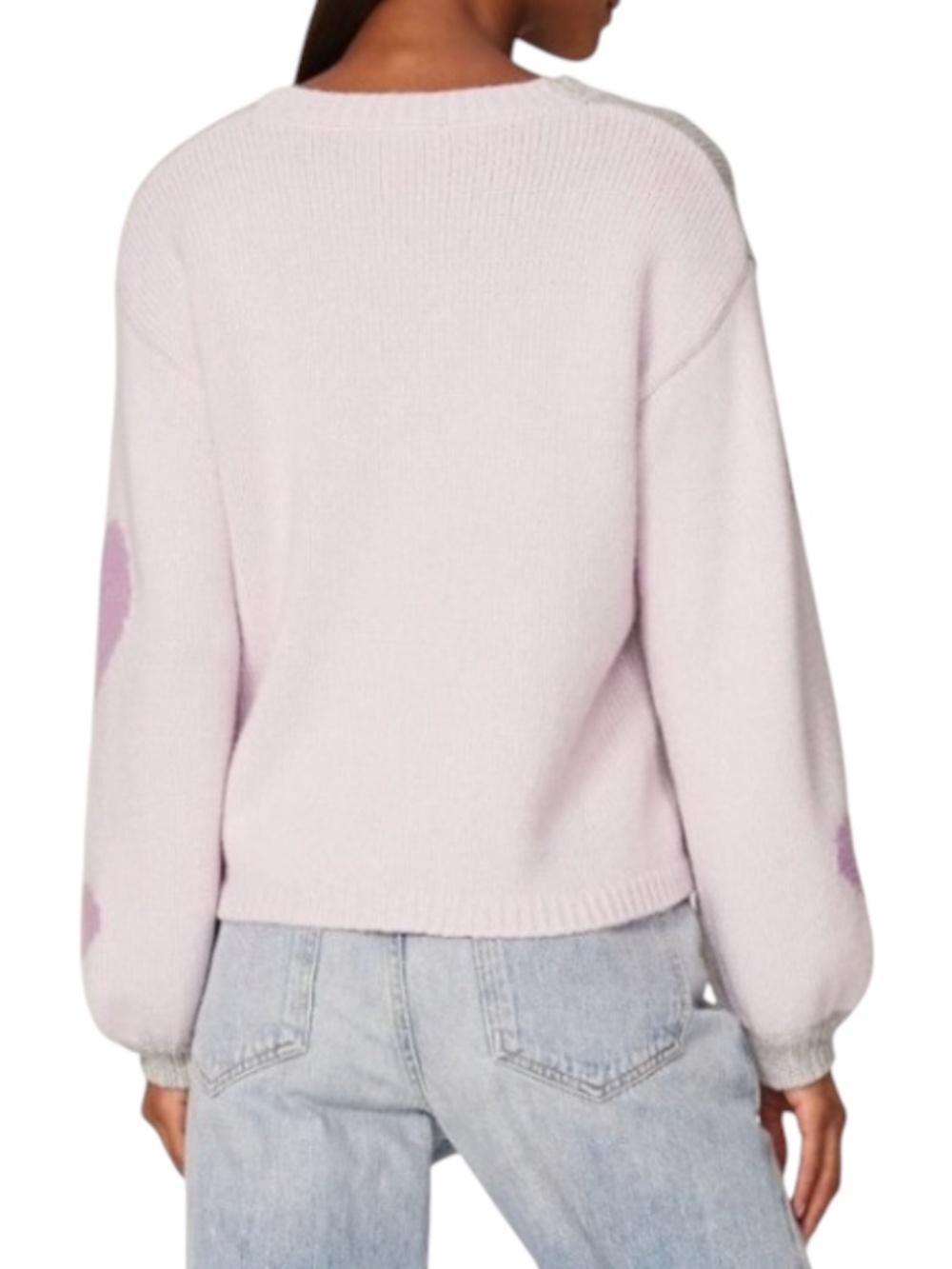 Splendid Coming & Going Heart Sweater - Heather Gray & Pink Size M - Picture 2 of 10